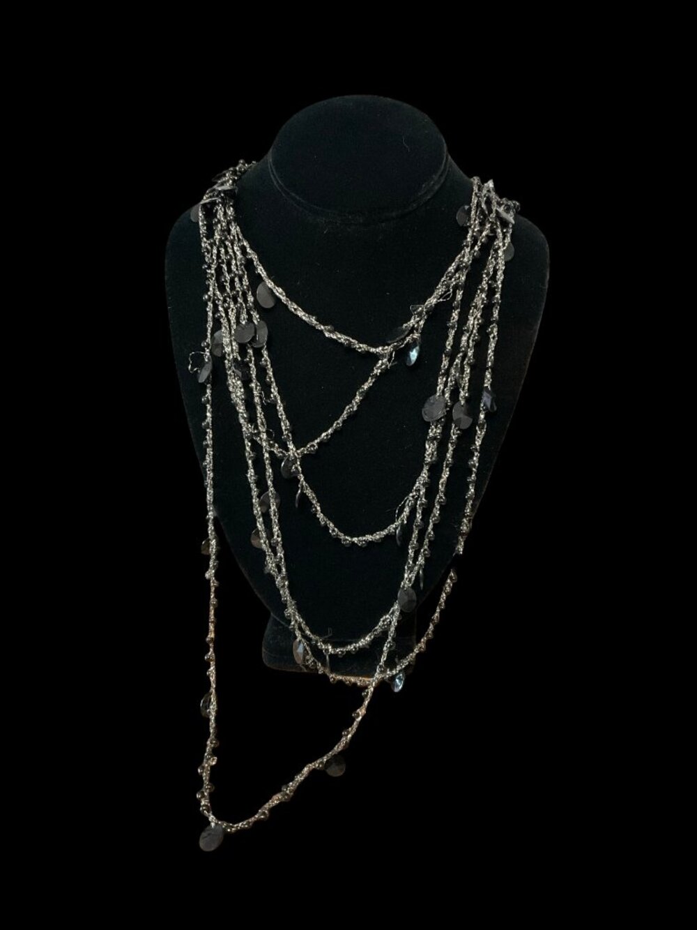 Black Multistrand Beaded Necklace